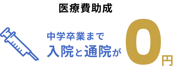 医療費助成度 中学卒業まで入院と通院が0円 子どもの急な体調不良でも、費用の心配なくすぐに受診できる。子育て世代にとって安心が当たり前にあるまちです。